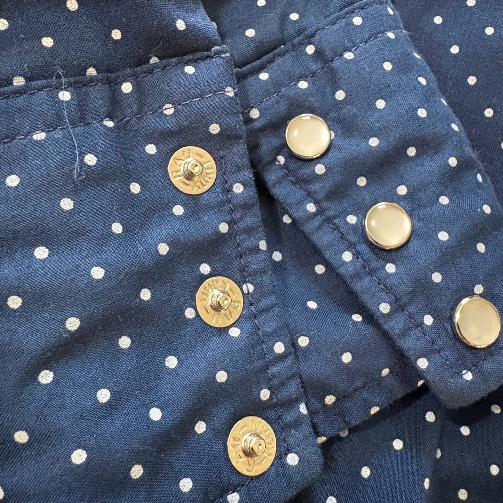 VTG Men's Navy Blue WESTERN Polka Dot pearl snap Shirt - Picture 5 of 11